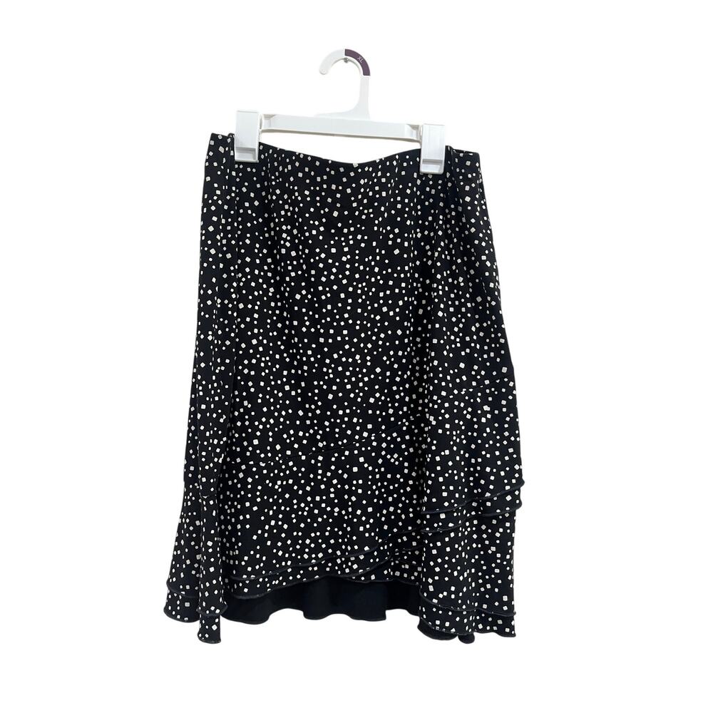 J Jill Wearever Ruffle Hem Skirt Polka Dot Petite Travel Size MP